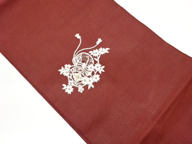 JAPANESE NAGOYA OBI FOR SUMMER / EMBROIDERY / SAKURA